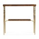Console table in Tropical walnut crotch with brass base