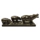 Antique Dark Bronze Hippopotamus Family