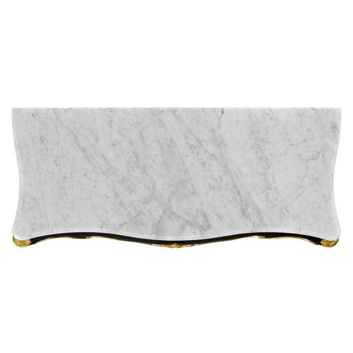 Black Laquered Console Table with White Marble Top