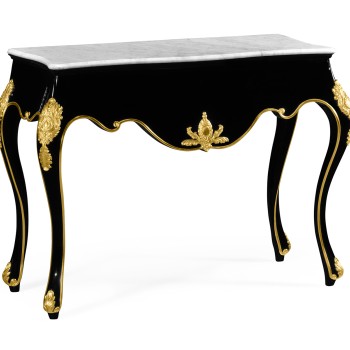 Black Laquered Console Table with White Marble Top