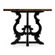 Brown mahogany center table with black painted base