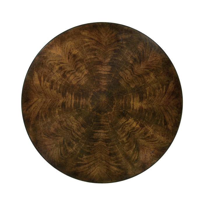 Brown mahogany center table with black painted base