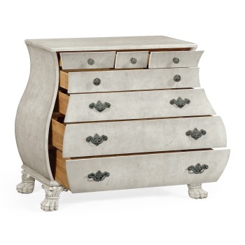 Grey mahogany bombe chest
