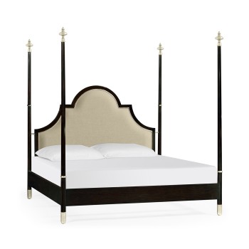 Four Poster Ebonised & Silver-Leaf UK King Bed