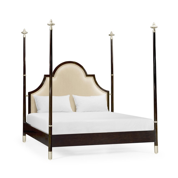 Four Poster Ebonised & Silver-Leaf US King Bed