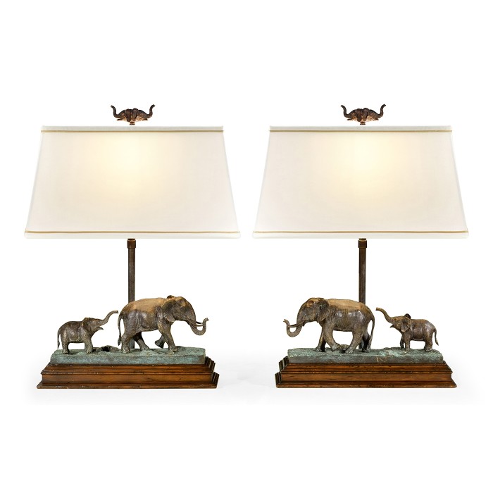 A pair of elephant table lamps