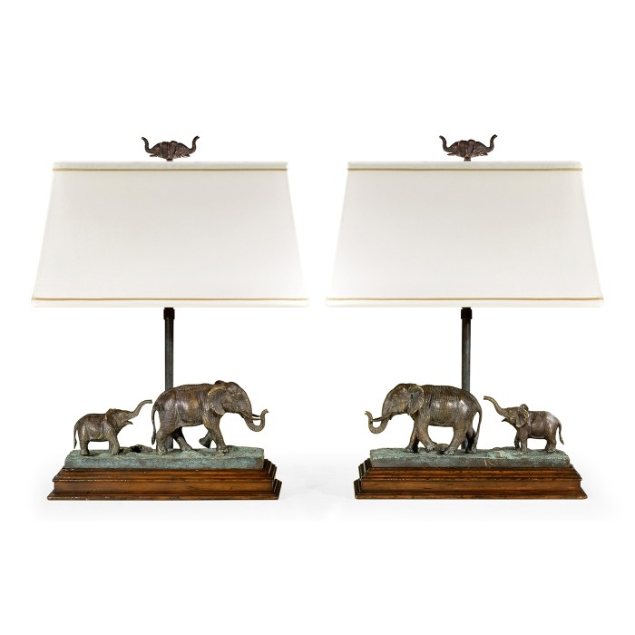 A pair of elephant table lamps