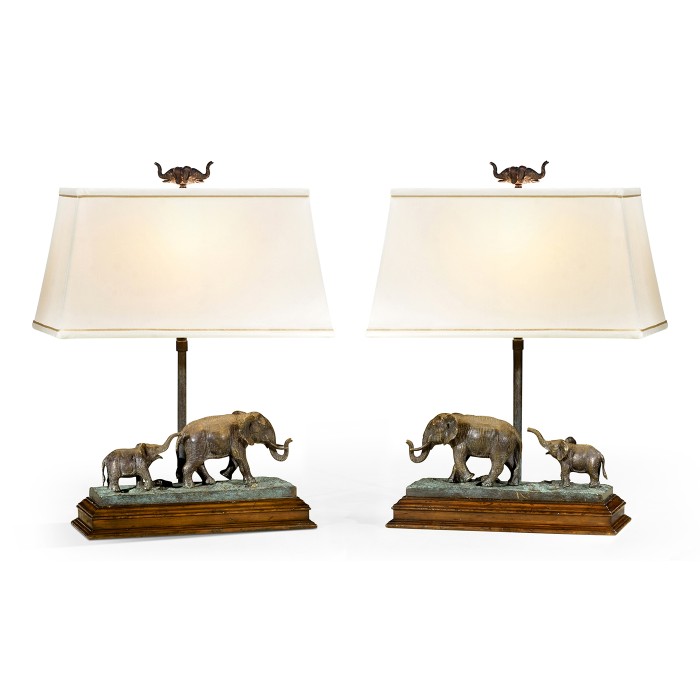 A pair of elephant table lamps