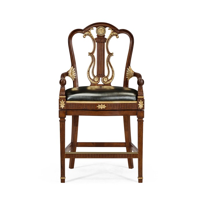 Buckingham Lyre Back Arm Counter Stool