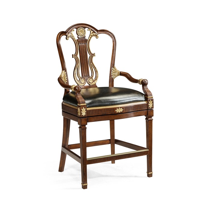 Buckingham Lyre Back Arm Counter Stool