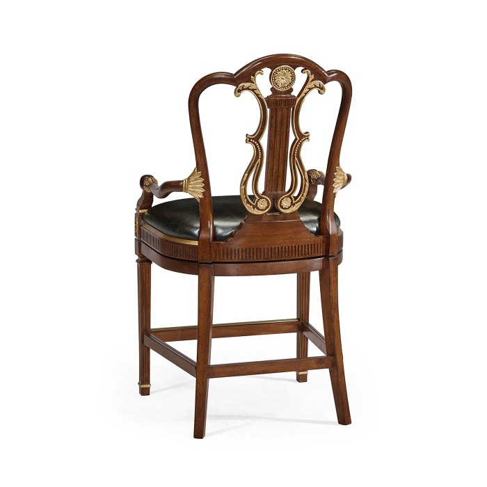 Buckingham Lyre Back Arm Counter Stool