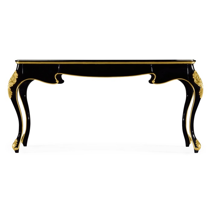 Black Writing Desk with Red Leather Top