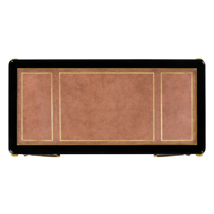 Black Writing Desk with Red Leather Top