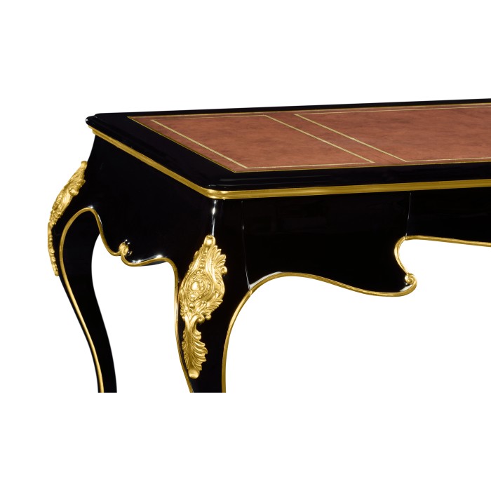 Black Writing Desk with Red Leather Top