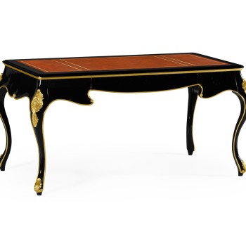 Black Writing Desk with Red Leather Top