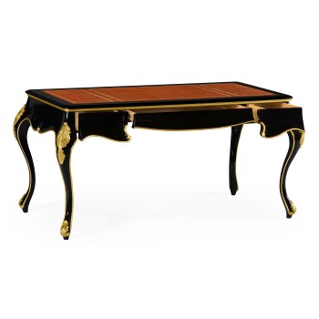 Black Writing Desk with Red Leather Top