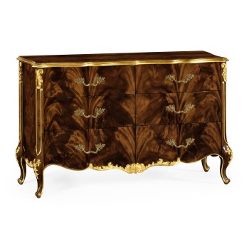 6 Drawer Double Dresser in Brown Mahogany