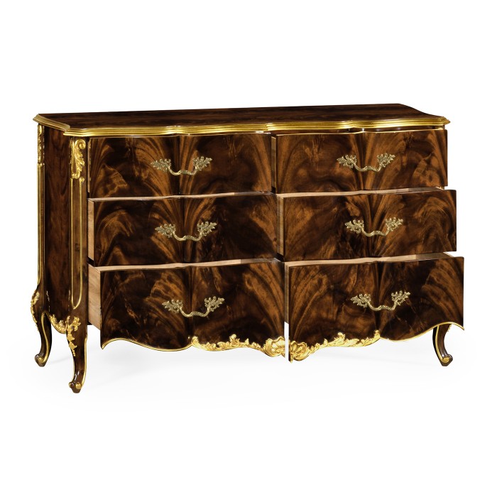 6 Drawer Double Dresser in Brown Mahogany