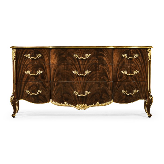 9 Drawer Triple Dresser Brown Mahogany
