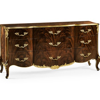 9 Drawer Triple Dresser Brown Mahogany