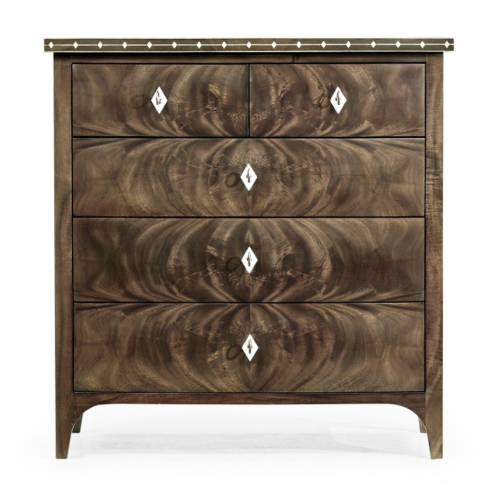 Small Bleached Mahogany Chest of Drawers with Bone Inlay