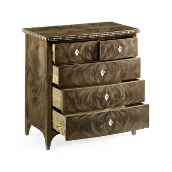 Small Bleached Mahogany Chest of Drawers with Bone Inlay