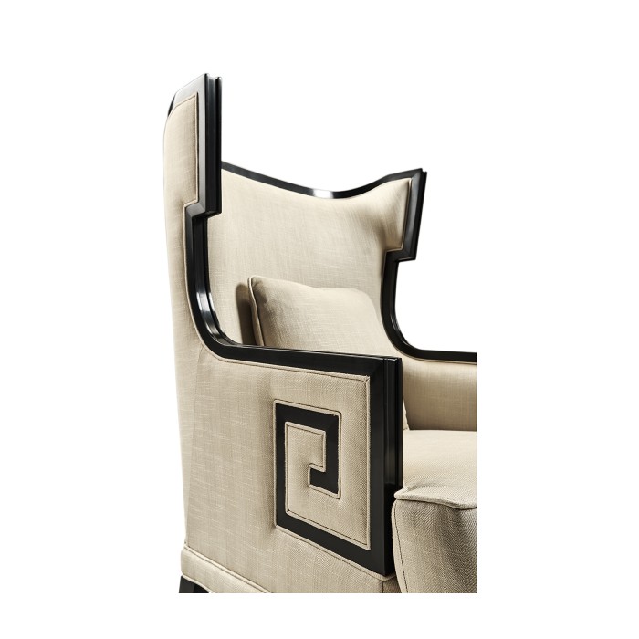 Biedermeier Greek Key Black Occasional Chair