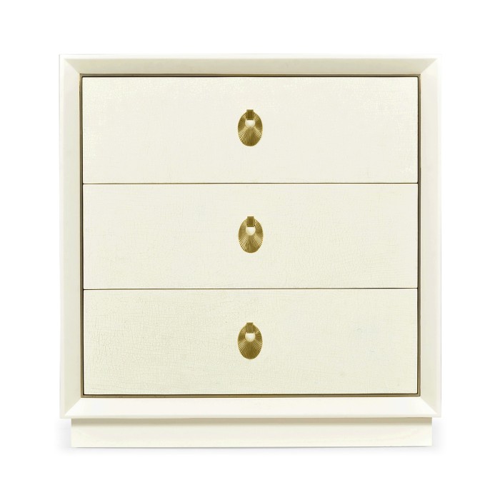 Small Ivory & Crackle Ceramic Lacquered Chest of Drawers
