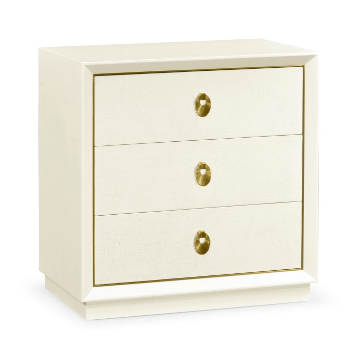 Small Ivory & Crackle Ceramic Lacquered Chest of Drawers