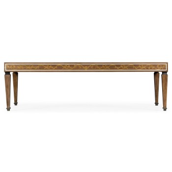 Long Rectangular Tobacco Walnut & Marquetry Coffee Table