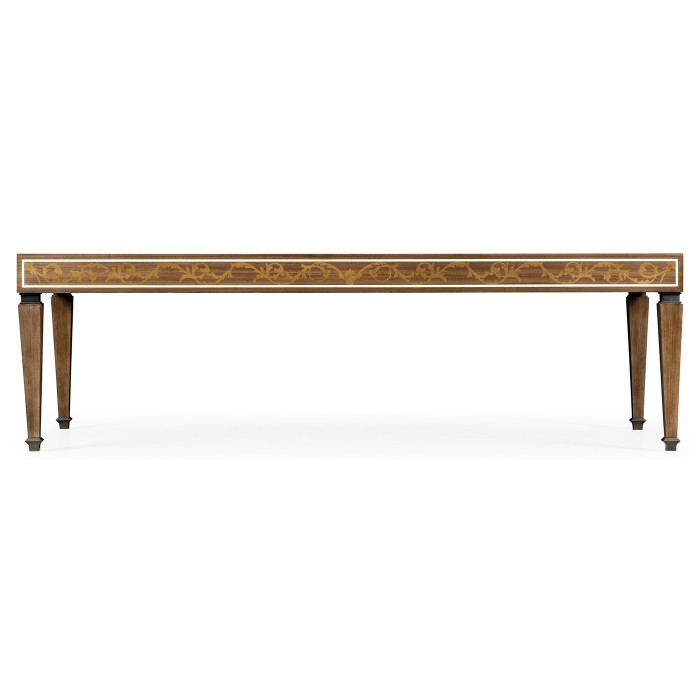 Long Rectangular Tobacco Walnut & Marquetry Coffee Table