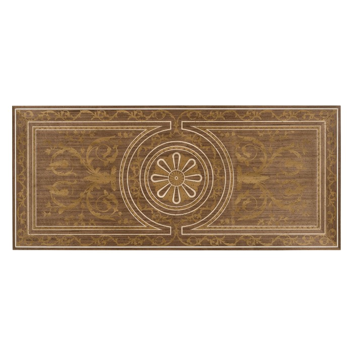 Long Rectangular Tobacco Walnut & Marquetry Coffee Table