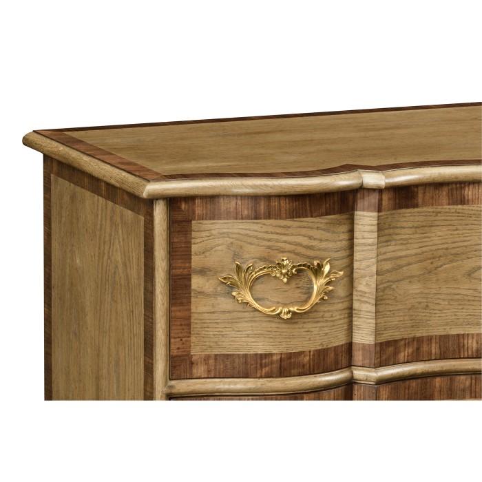 Rectangular Serpentine English Brown Oak Chest of Drawers