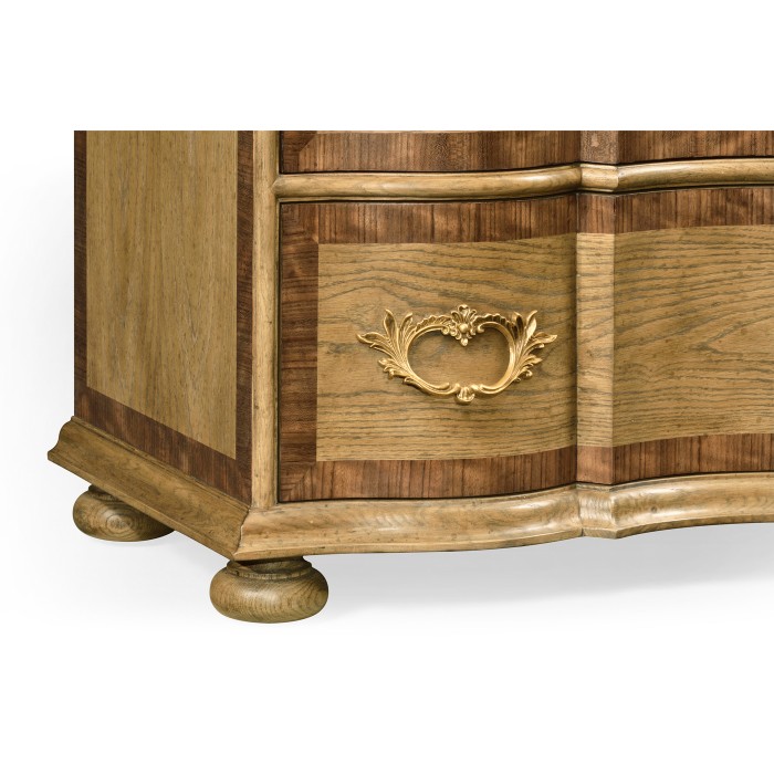 Rectangular Serpentine English Brown Oak Chest of Drawers