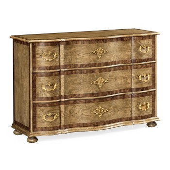 Rectangular Serpentine English Brown Oak Chest of Drawers
