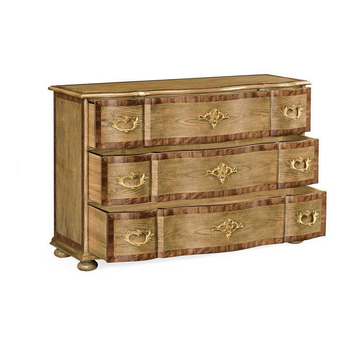 Rectangular Serpentine English Brown Oak Chest of Drawers
