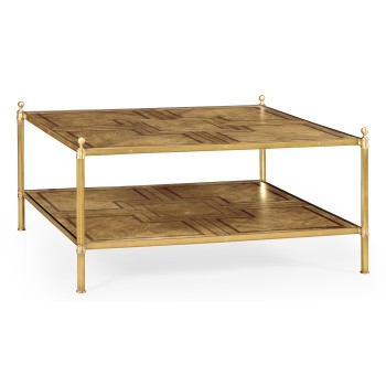 Large Square English Brown Oak Coffee Table