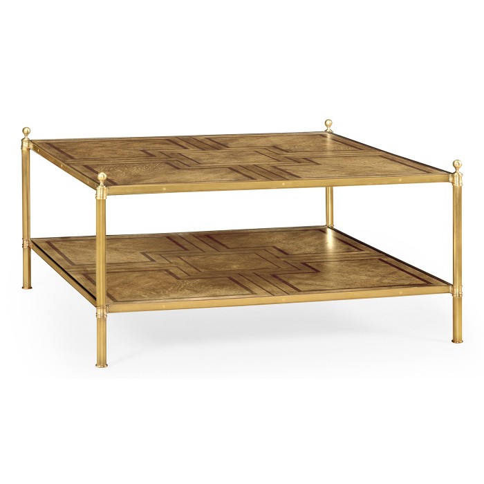 Large Square English Brown Oak Coffee Table