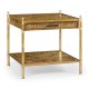 Square English Brown Oak Lamp Table with Drawer