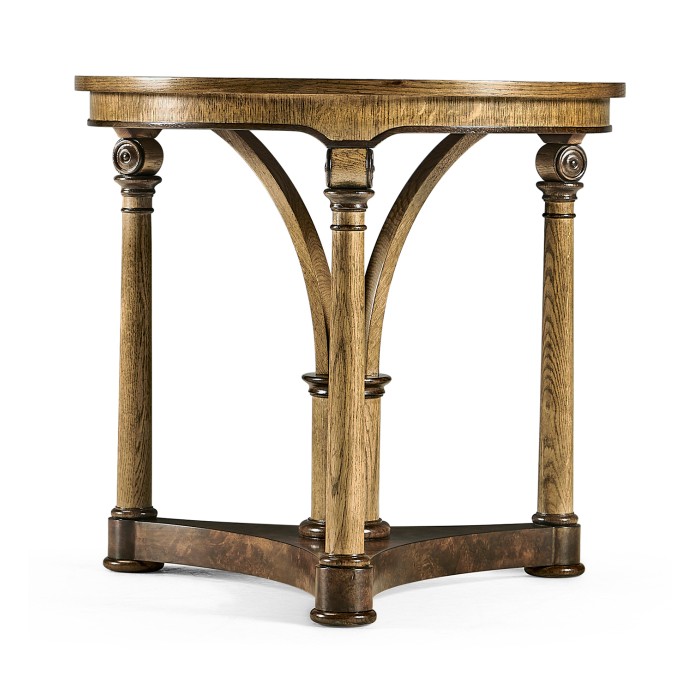 Round English Brown Oak Lamp Table