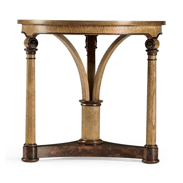 Round English Brown Oak Lamp Table