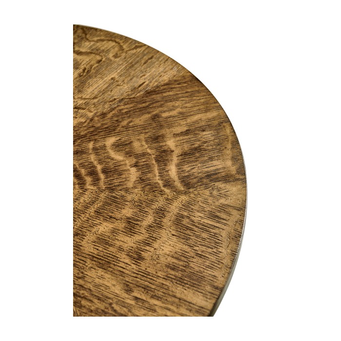 Round English Brown Oak Lamp Table