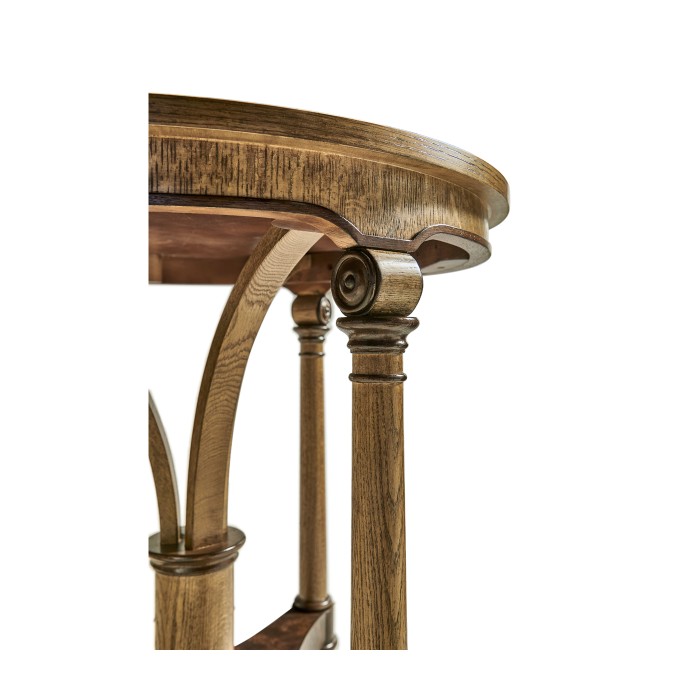 Round English Brown Oak Lamp Table