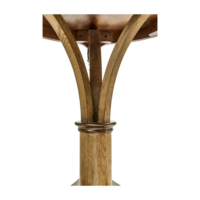Round English Brown Oak Lamp Table