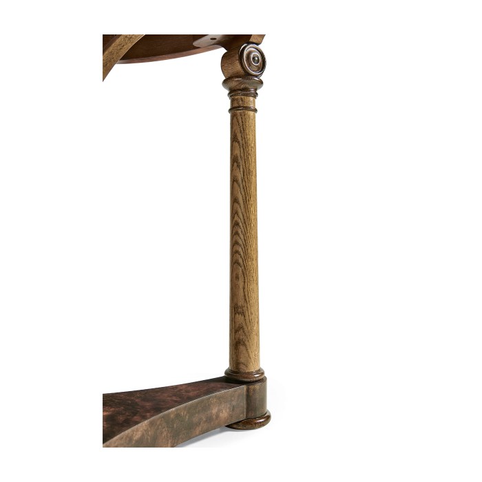 Round English Brown Oak Lamp Table