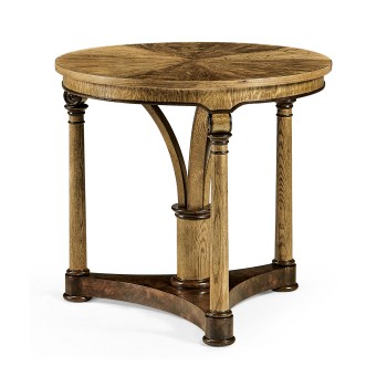 Round English Brown Oak Lamp Table