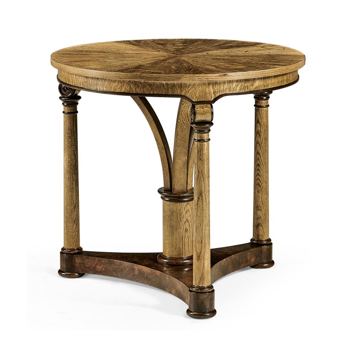 Round English Brown Oak Lamp Table