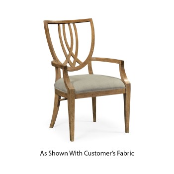 Shield Back English Brown Oak Dining Arm Chair