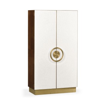 Walnut & Crackle Ceramic Lacquered Storage Cabinet