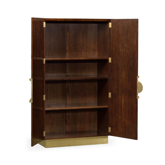 Walnut & Crackle Ceramic Lacquered Storage Cabinet